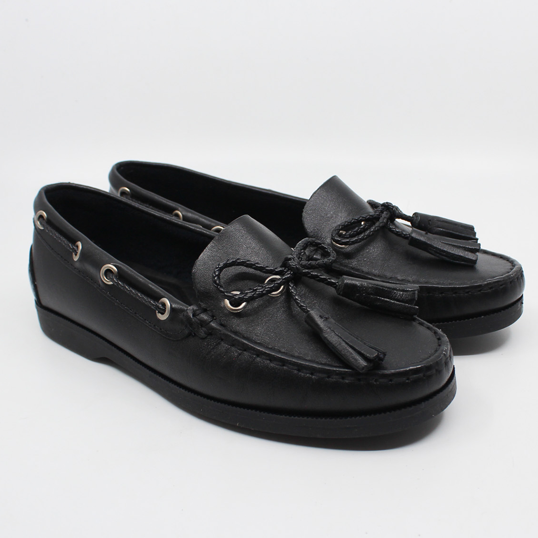 The Captain Boat Leather Loafer, Main, color, Black