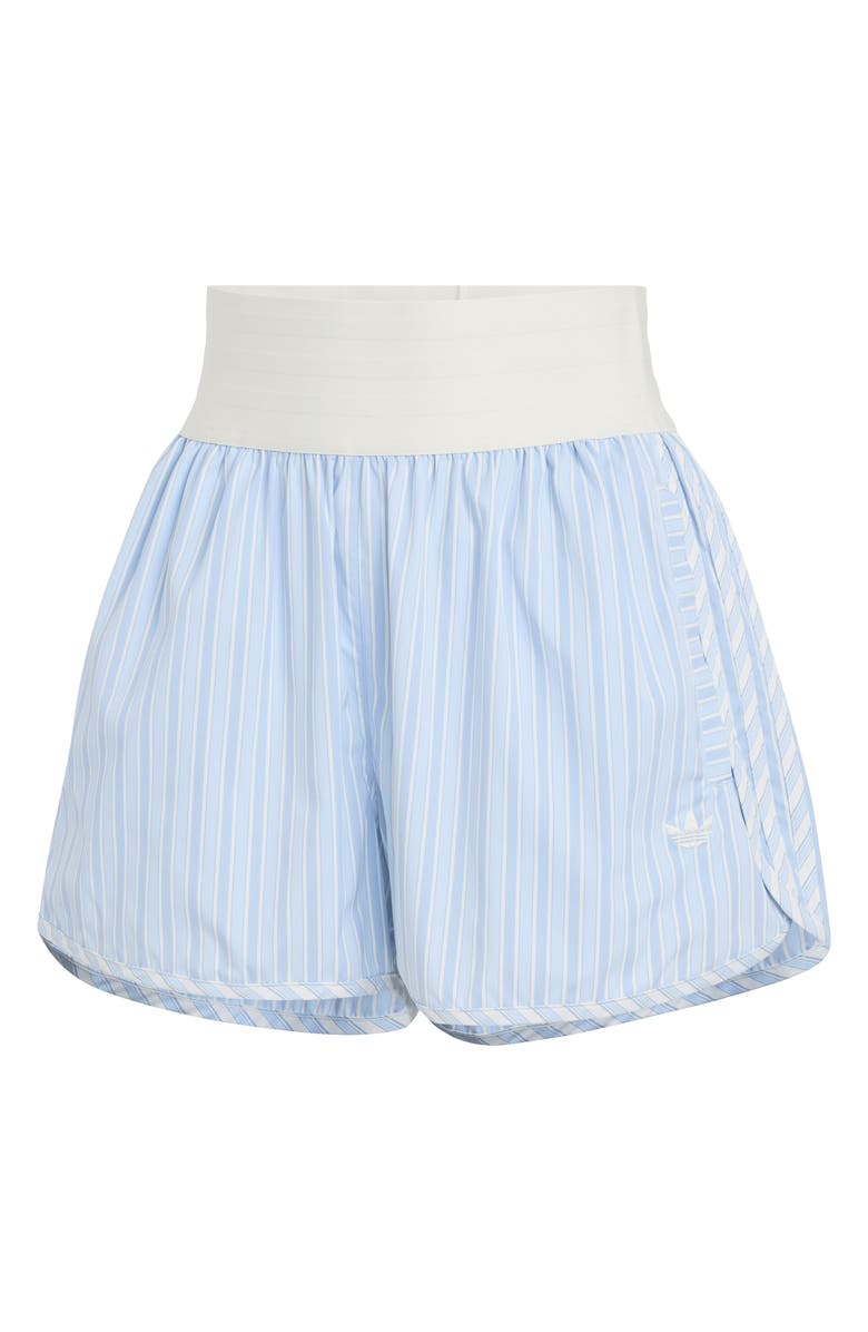 adidas Originals Stripe High Rise Poplin Short, Alternate, color, Crystal Sky/ Ambient Sky
