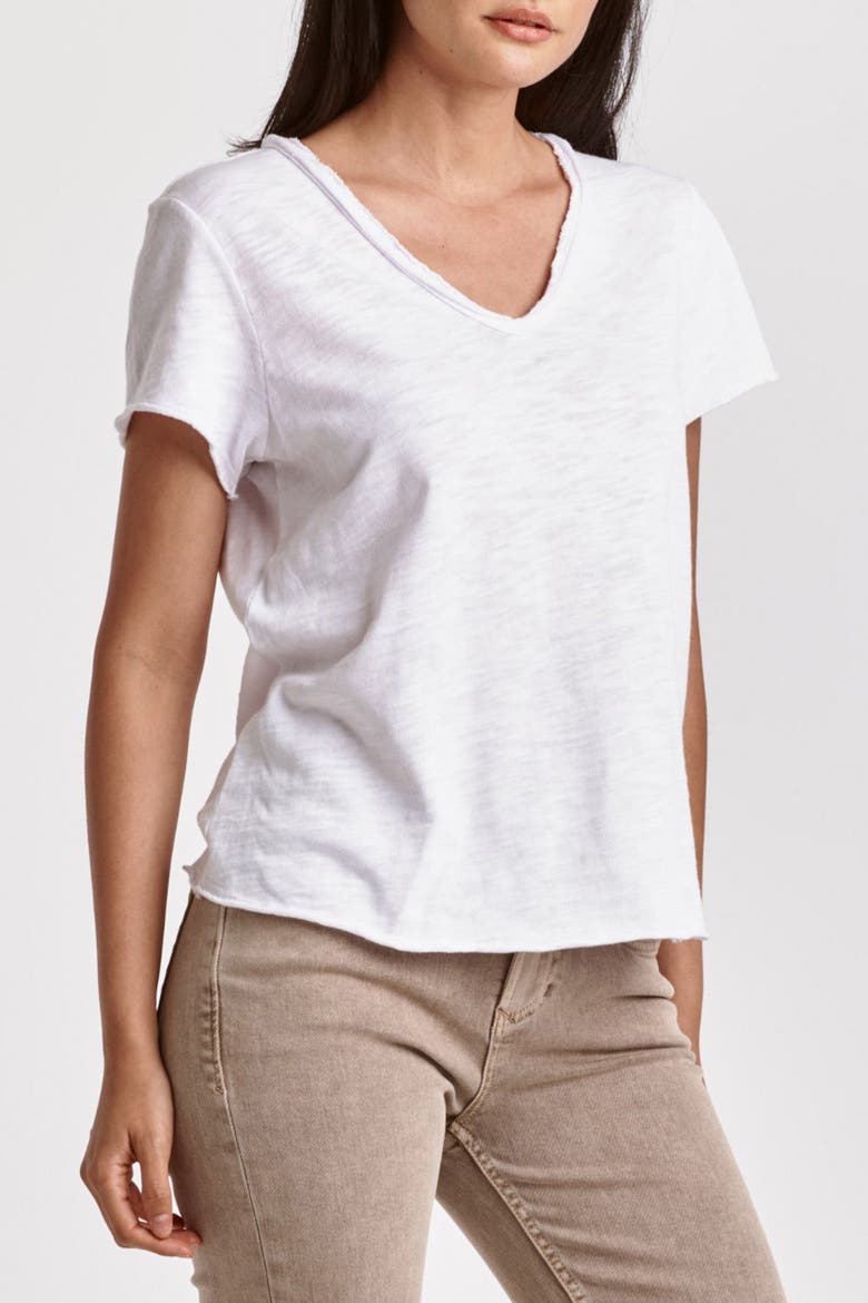Vanya V-Neck Slub Knit T-Shirt, Alternate, color, White