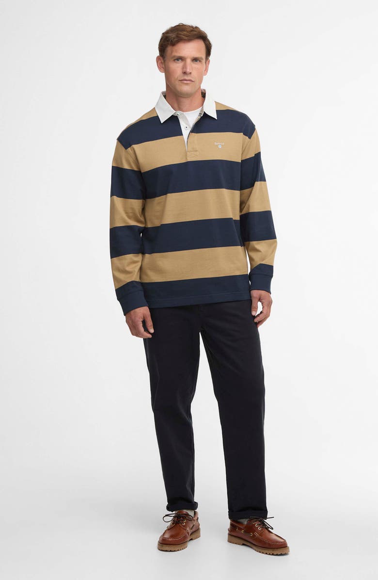 Barbour Broome Stripe Cotton Rugby Shirt, Alternate, color, Navy/ Trench