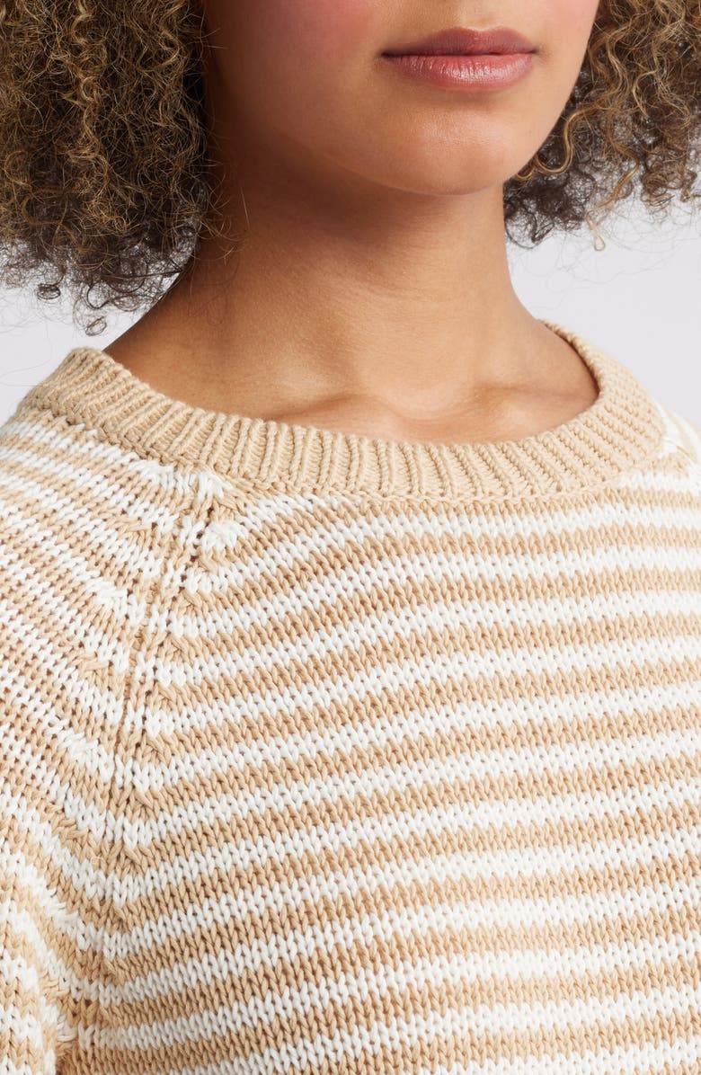 Caslon<sup>®</sup> Stripe Pima Cotton Sweater, Alternate, color, Tan- Ivory Emily Stripe