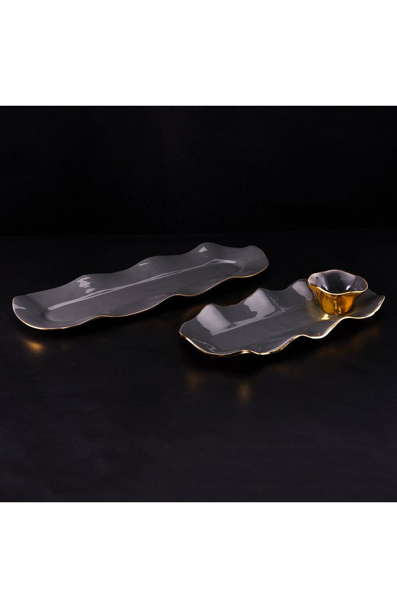 Lunares Ruffled Graphite Long Tray, Main, color, 