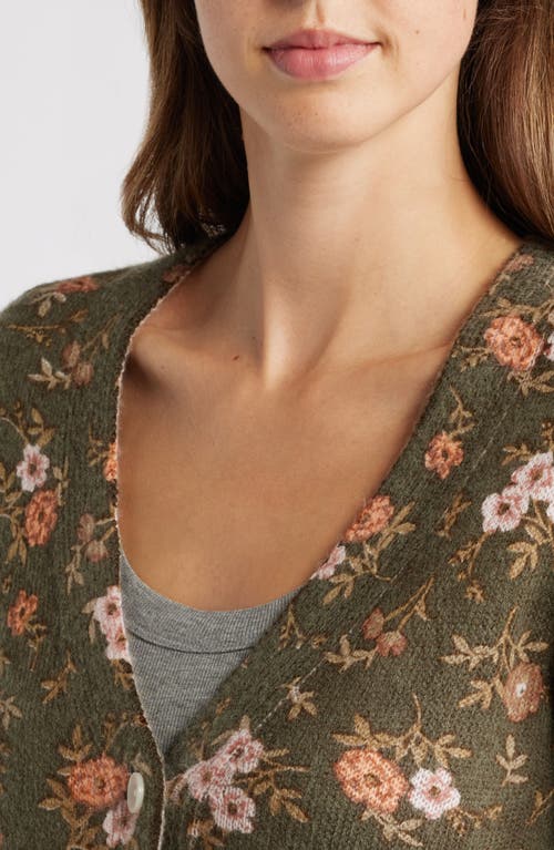 LUCKY BRAND LUCKY BRAND FLORAL PRINT CARDIGAN 