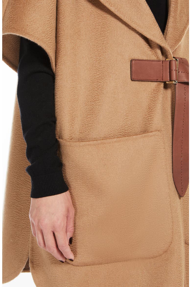 Dorico Belted Double Face Cashmere Cape, Alternate, color, CAMEL