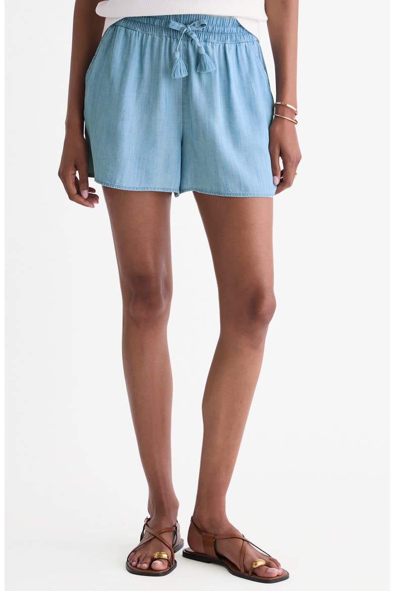 Frankie Chambray Drawstring Shorts, Main, color, LIGHT ACID WASH