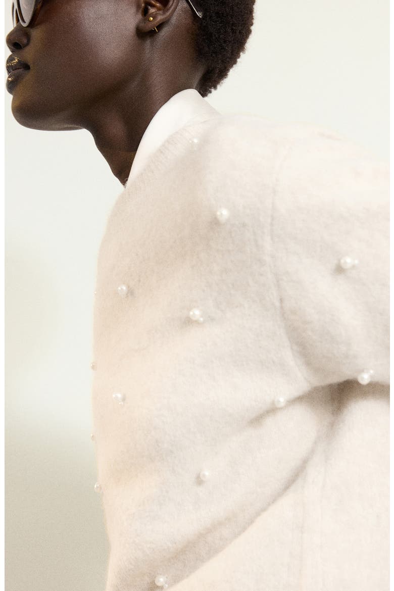 Perlita Faux Pearl Short Sleeve Sweater, Alternate, color, ECRU
