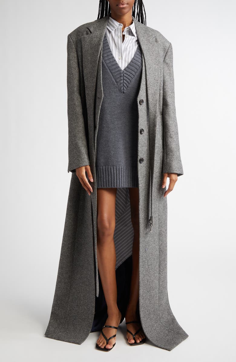 MONSE Boxy Longline Merino Wool Sweater Vest, Alternate, color, Charcoal