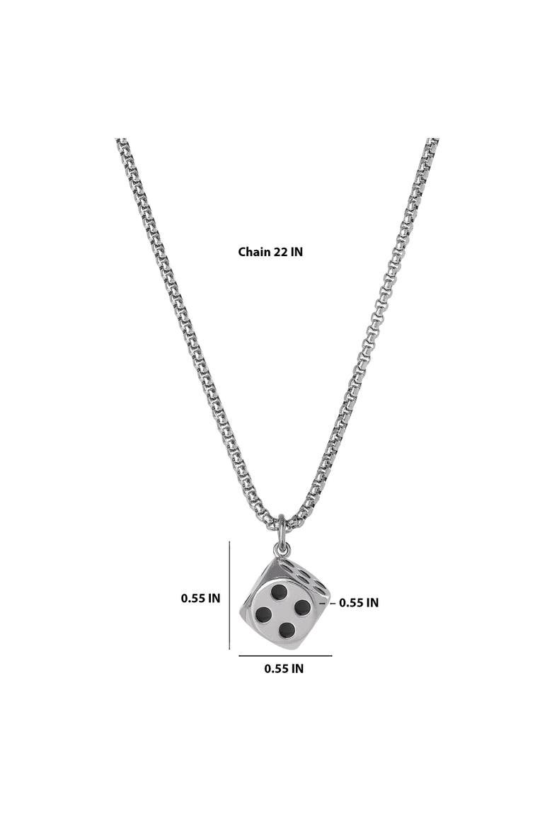 Men's Dice Pendant Necklace, 22'' Stainless Steel Box Chain, Alternate, color, Silver