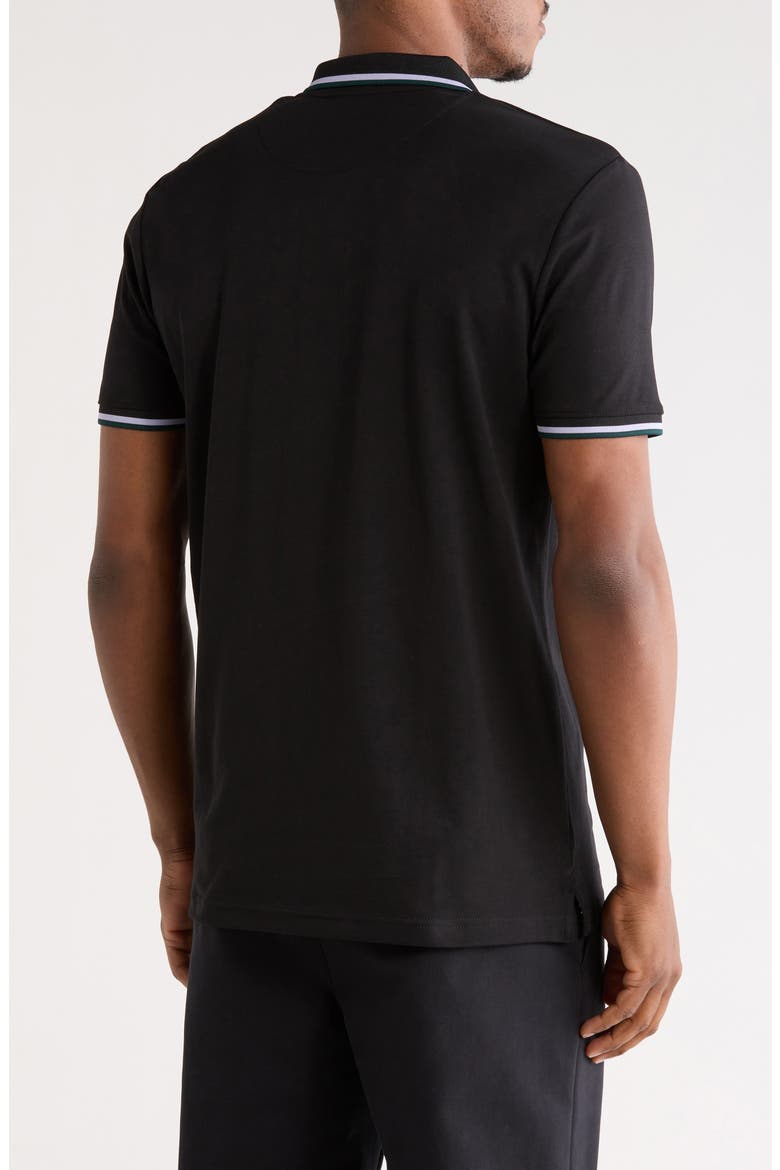 Tipped Cotton Quarter Zip Polo, Alternate, color, BLACK
