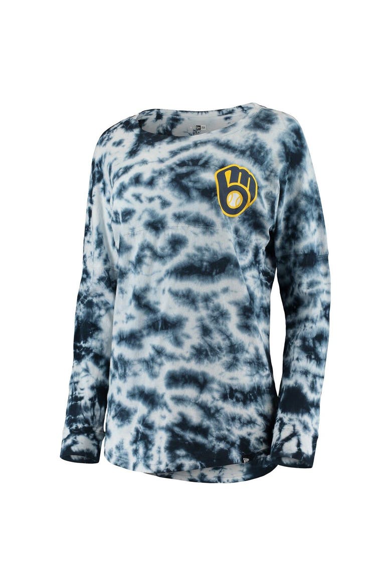 Women's New Era Navy Milwaukee Brewers Tie-Dye Long Sleeve T-Shirt, Alternate, color, Navy