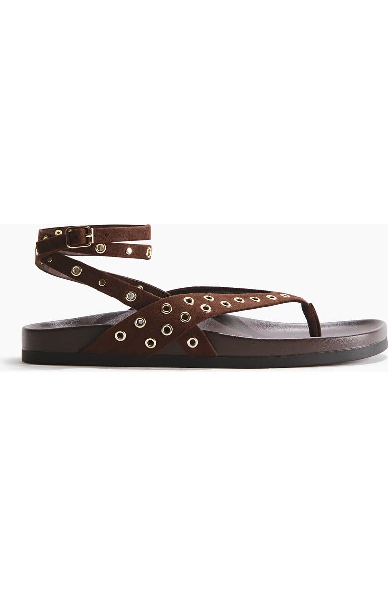 H&M Grommet-detail sandals, Alternate, color, Dark Brown
