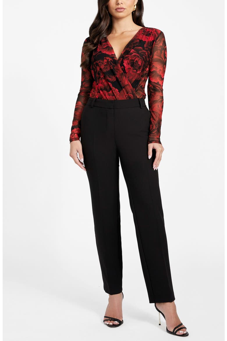 Passion Flower Mesh Bodysuit, Alternate, color, RED/ BLACK