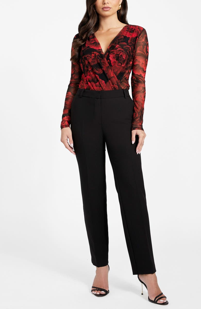 Marciano Passion Flower Mesh Bodysuit, Alternate, color, Red/ Black