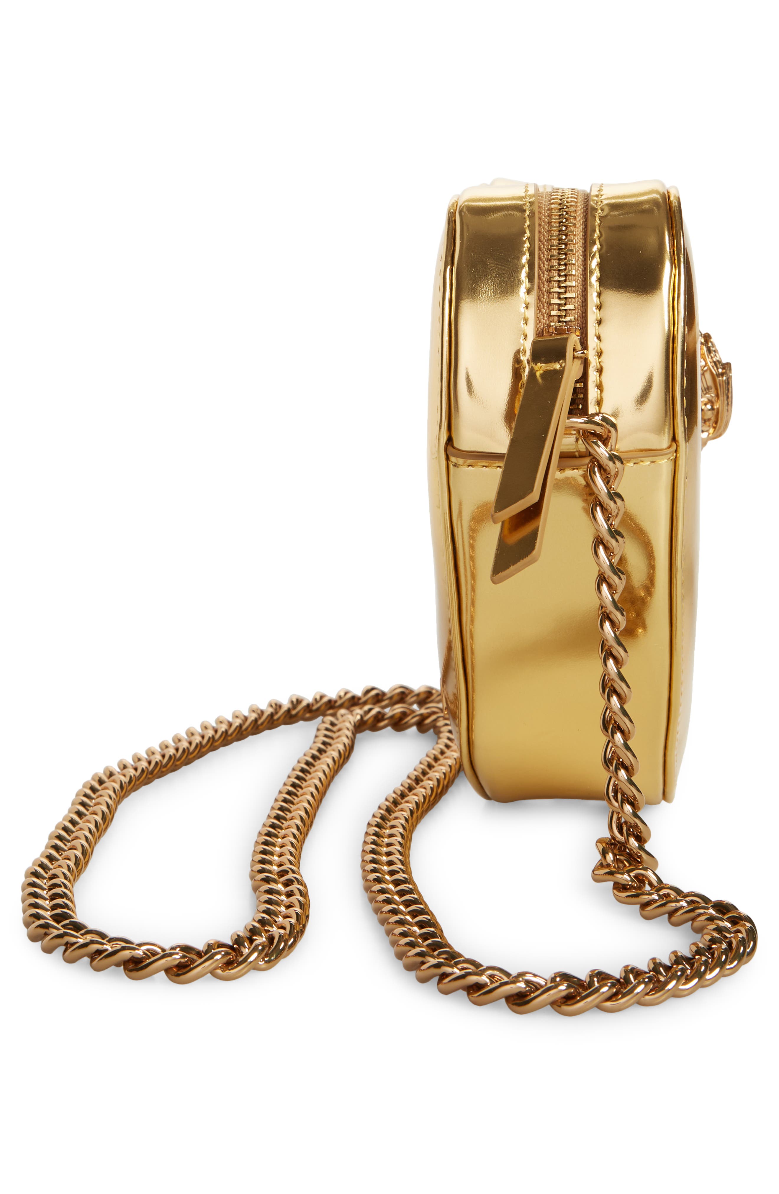 Kurt Geiger London Kensington Heart Metallic Leather Crossbody Bag, Alternate, color, 