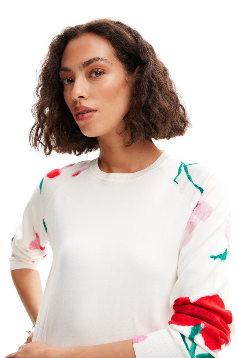 Watercolor Floral Pullover, Alternate, color, WHITE