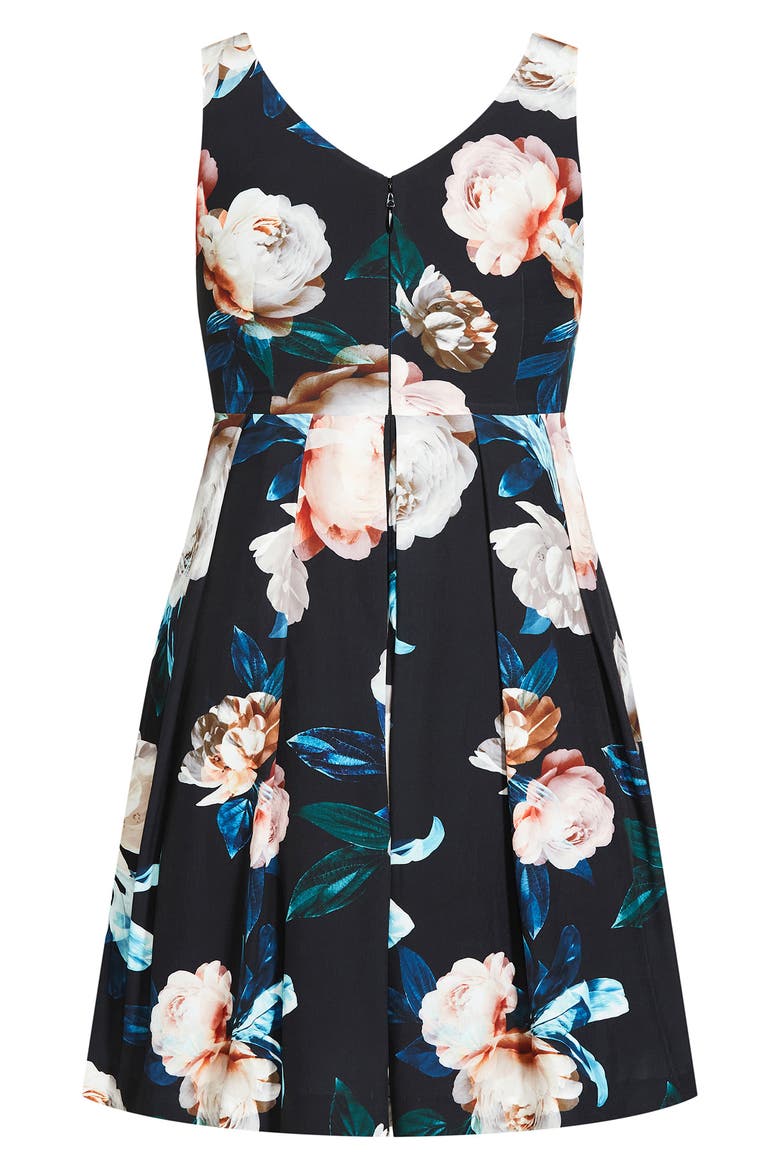Sandra Floral A-Line Dress, Alternate, color, BLACK CAMILLA FL
