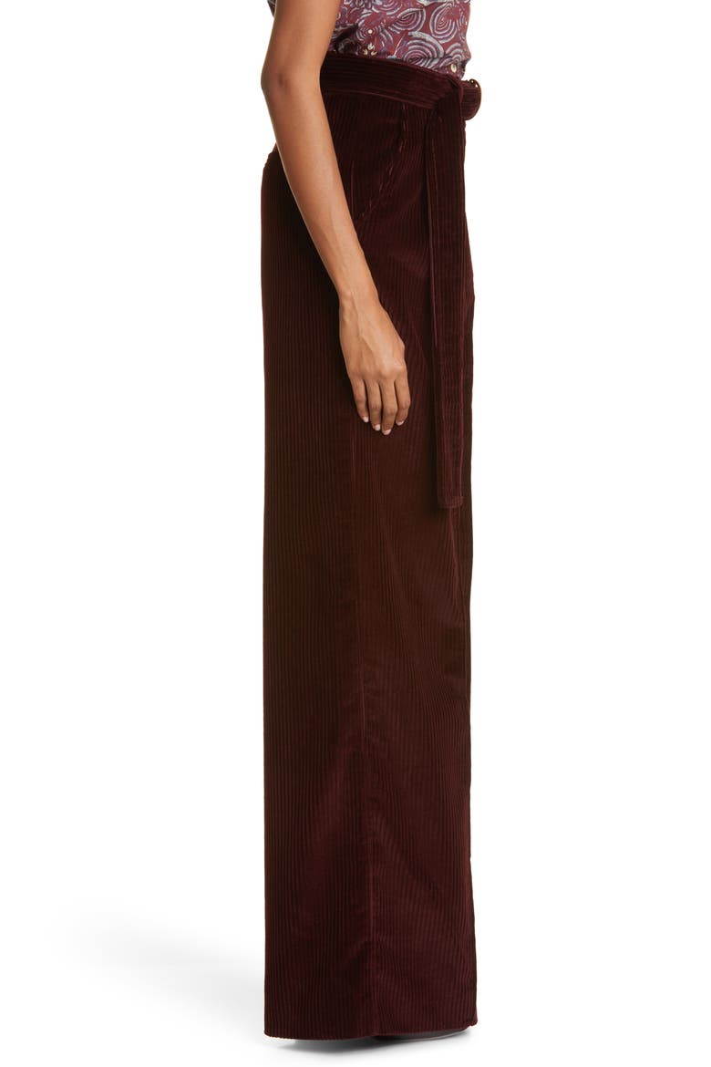 Nico Pleat Wide Leg Cotton Corduroy Pants, Alternate, color, BURGUNDY