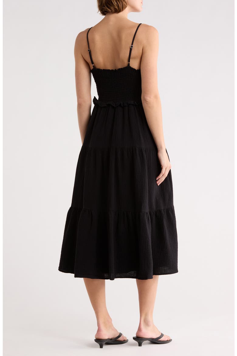 Daisy Cotton Tiered Sundress, Alternate, color, BLACK