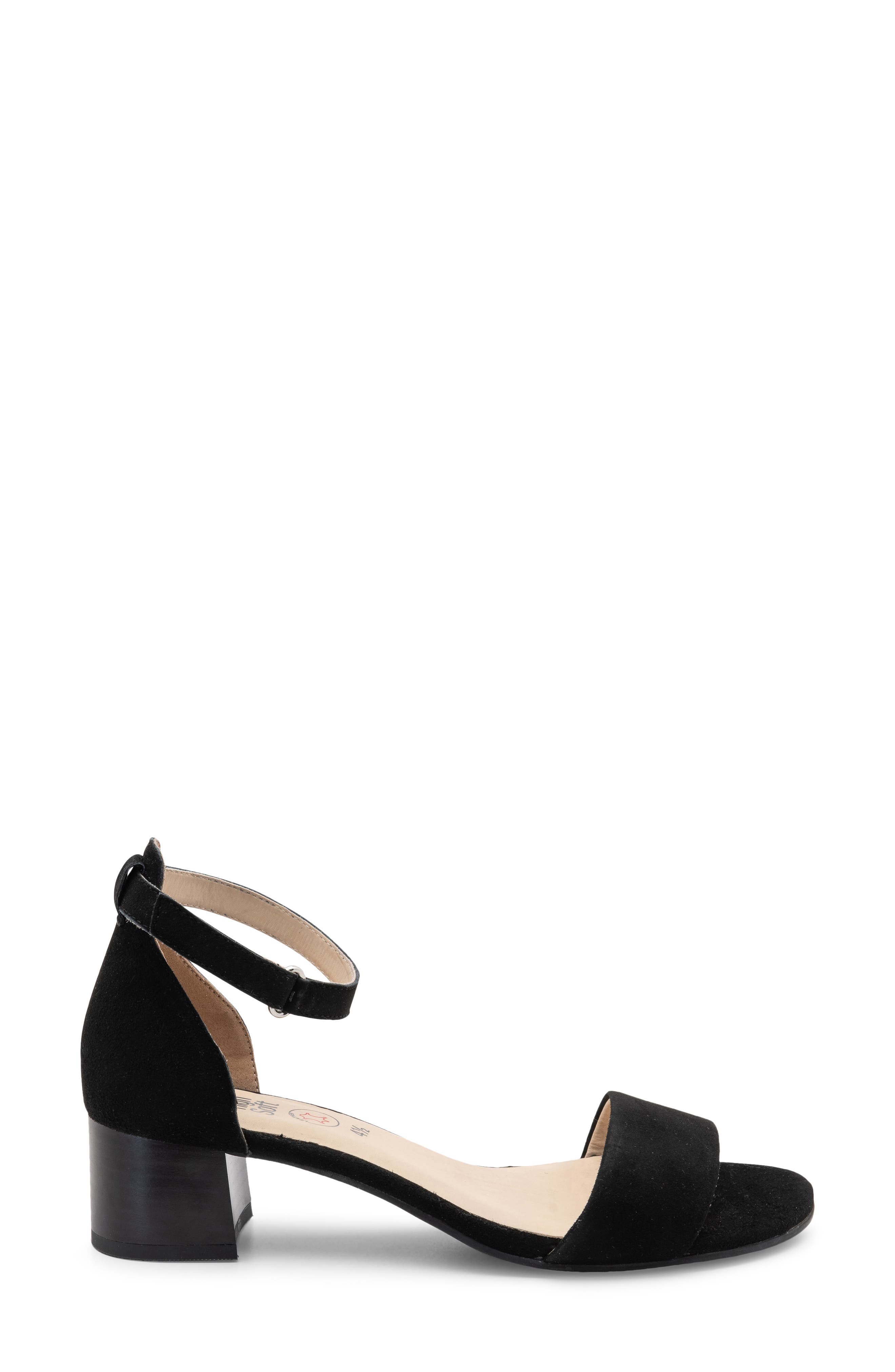 ara Pauline Block Heel Sandal, Alternate, color, Black Kid Suede