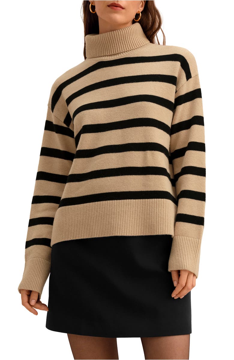 Lilysilk Women's The Tarra Stripe Sweater, Main, color, Brown