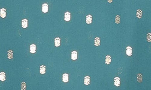 Sl Fashions Metallic Foil Dot Tiered Chiffon Cocktail Midi Dress In Green