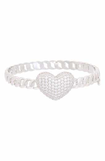 Pavé Heart Bangle Bracelet