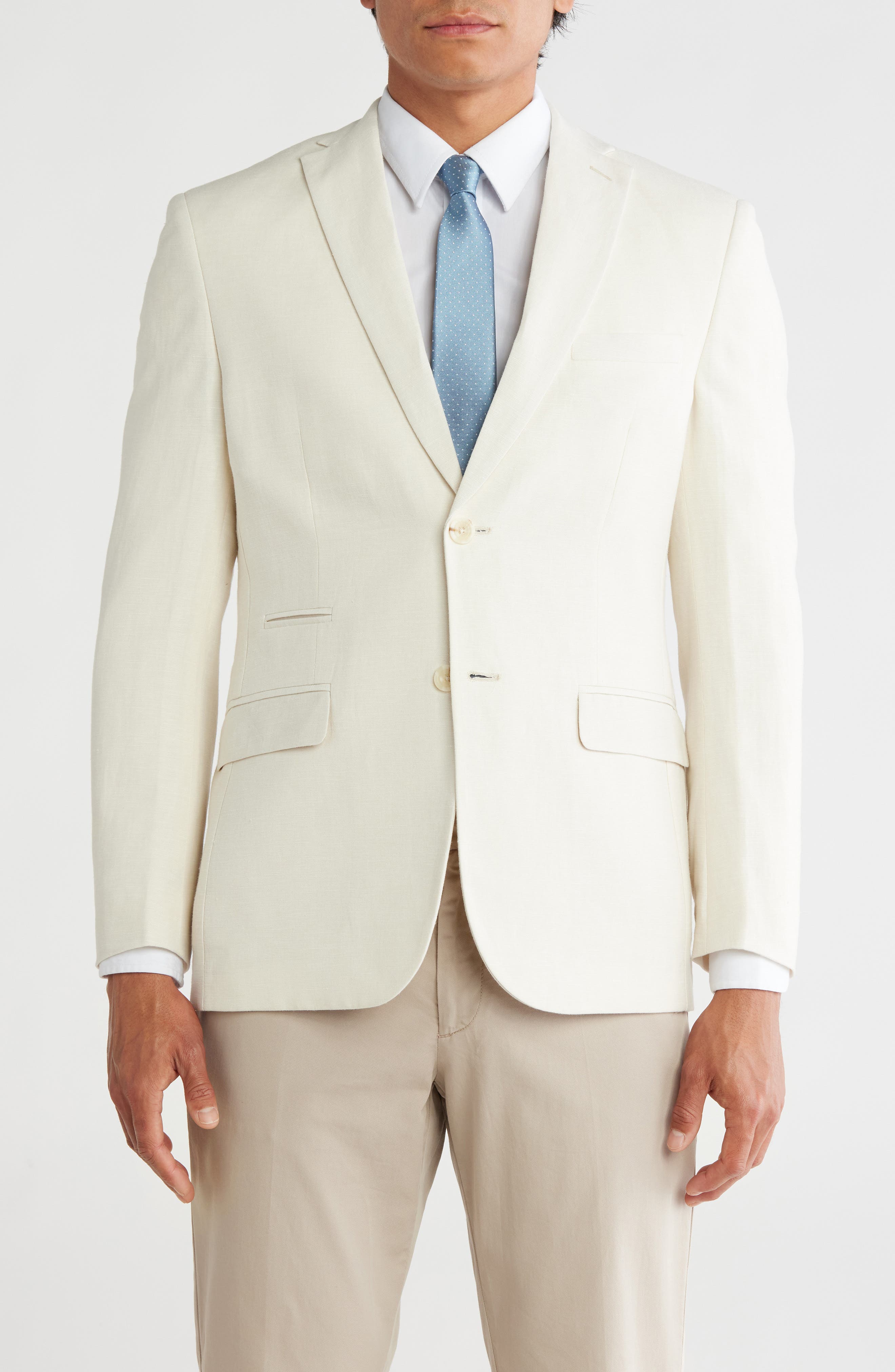 Gino Vitale Slim Fit Solid Linen Blend Blazer