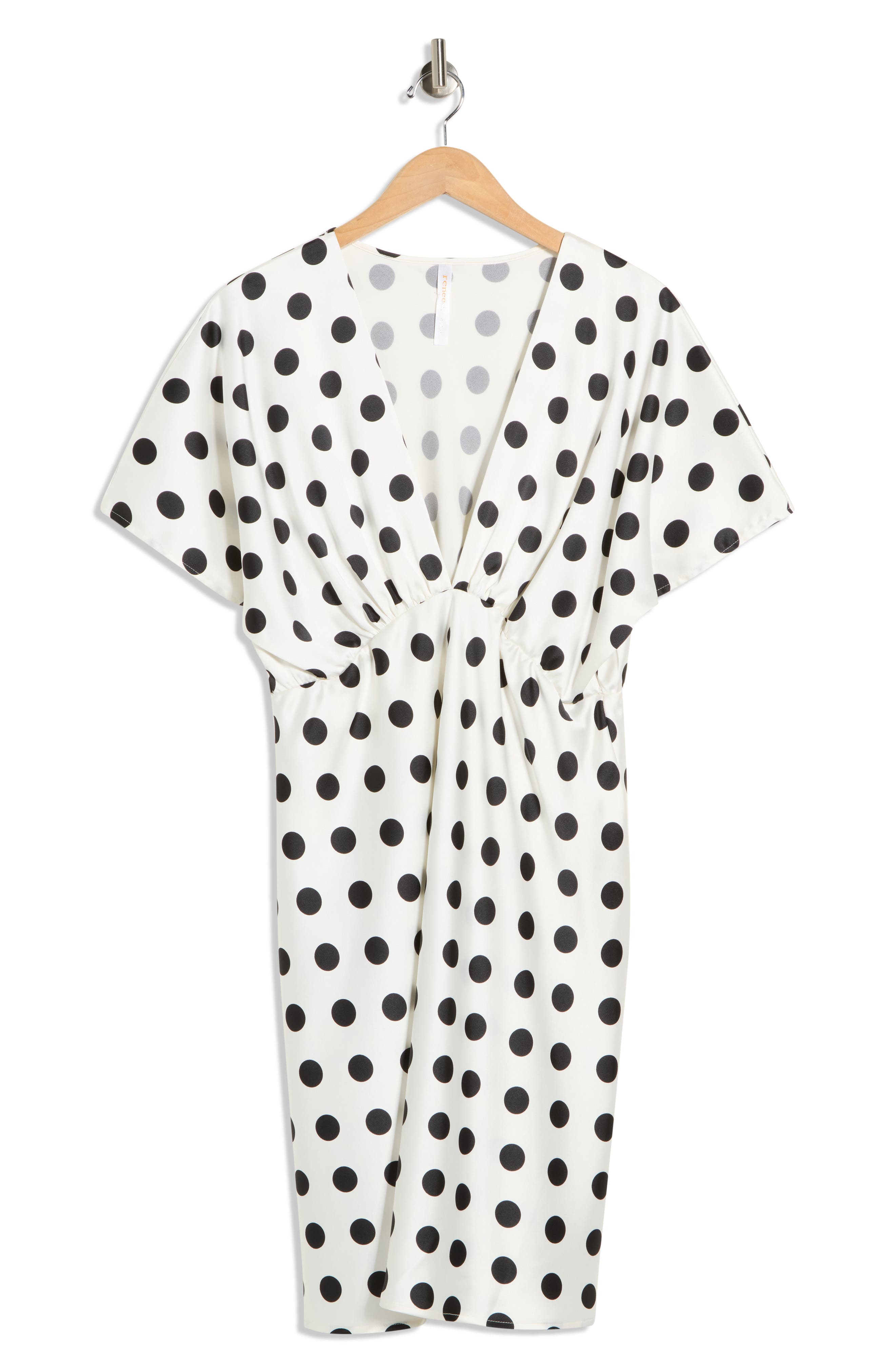 Renee C Deep V-Neck Polka Dot Dress