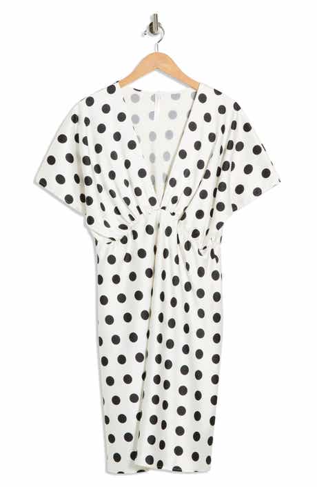 Renee C Deep V-Neck Polka Dot Dress