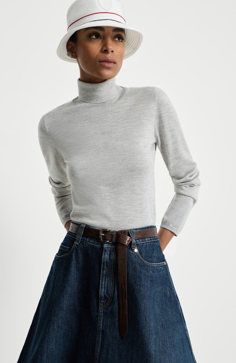 Brunello Cucinelli Cashmere and silk sweater, Alternate, color, Light Grey