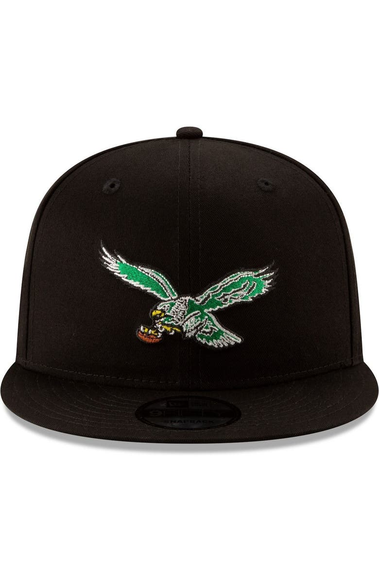 New Era Men's New Era Black Philadelphia Eagles Throwback 9FIFTY Adjustable Snapback Hat, Alternate, color,