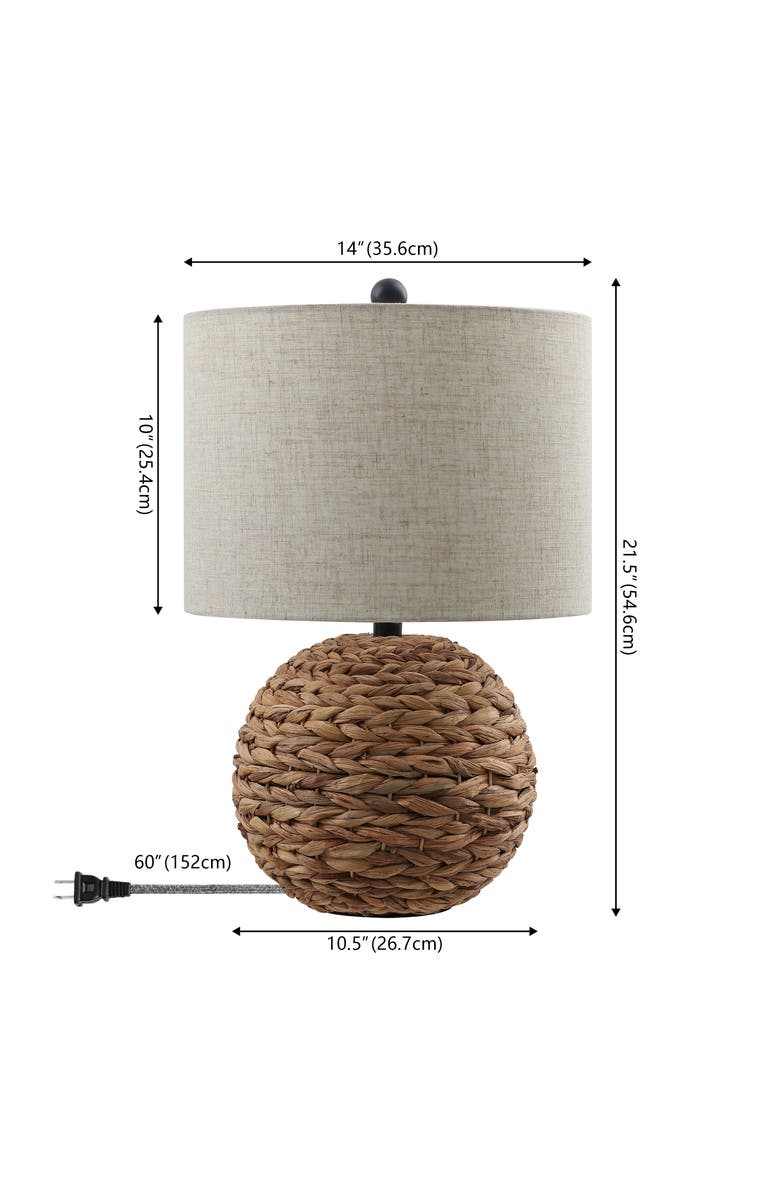 JONATHAN Y Camilo 21.5" Modern Coastal Woven Rattan Globe LED Table Lamp, Alternate, color, Brown