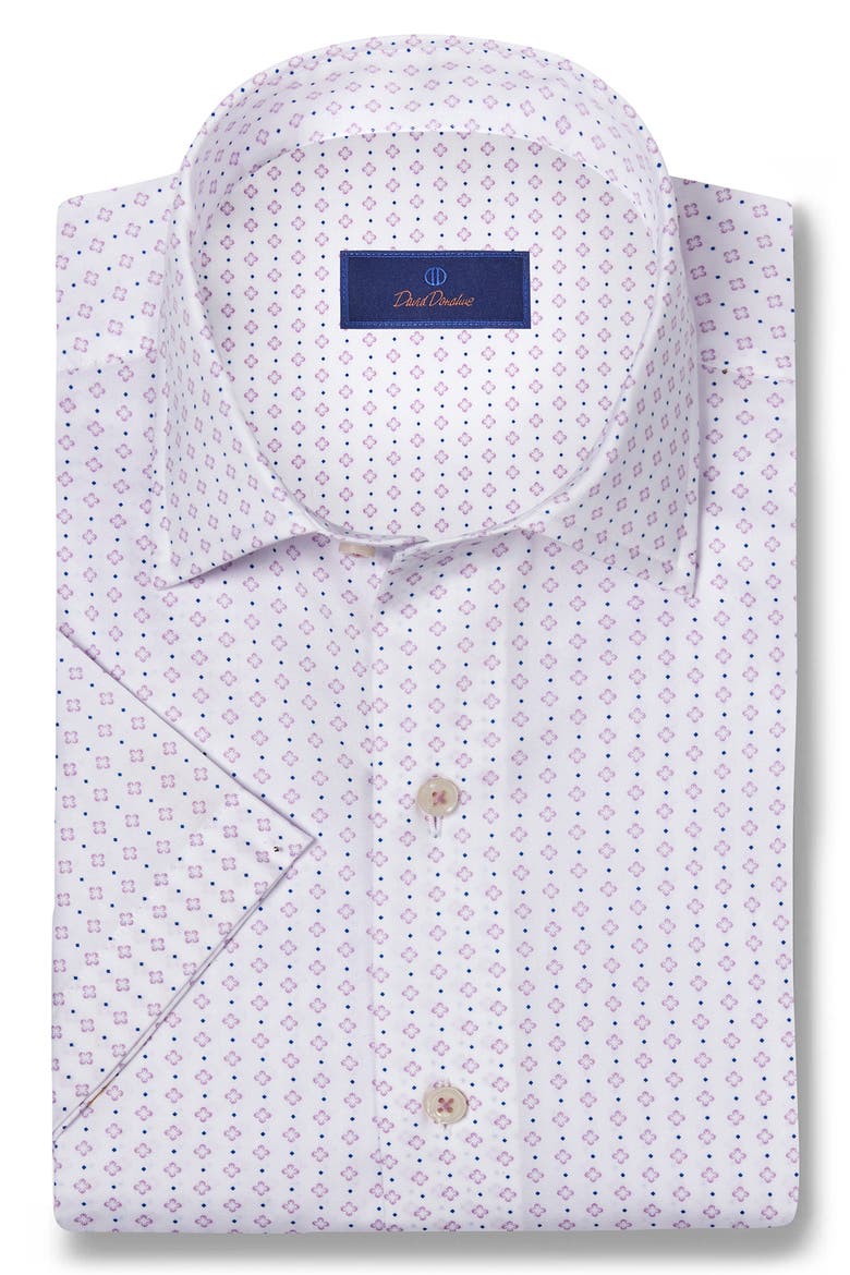 Cotton Short Sleeve Sport Shirt, Main, color, WHITE/BERRY