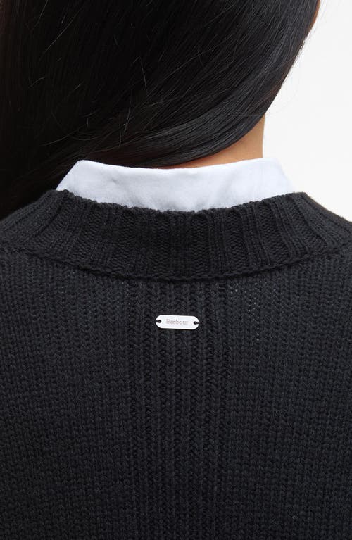 Barbour Sophia Cotton & Wool Blend Tunic Sweater In Black