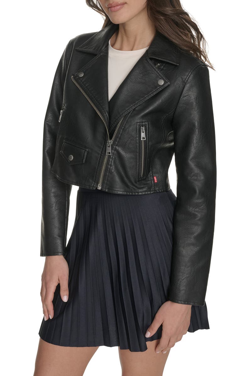 Levi's<sup>®</sup> Crop Faux Leather Moto Jacket, Alternate, color, 