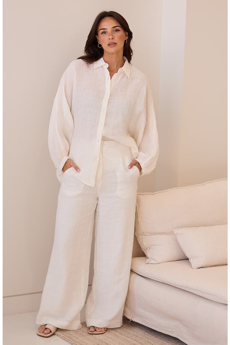 Monty Woven Linen Shirt, Alternate, color, WHITE