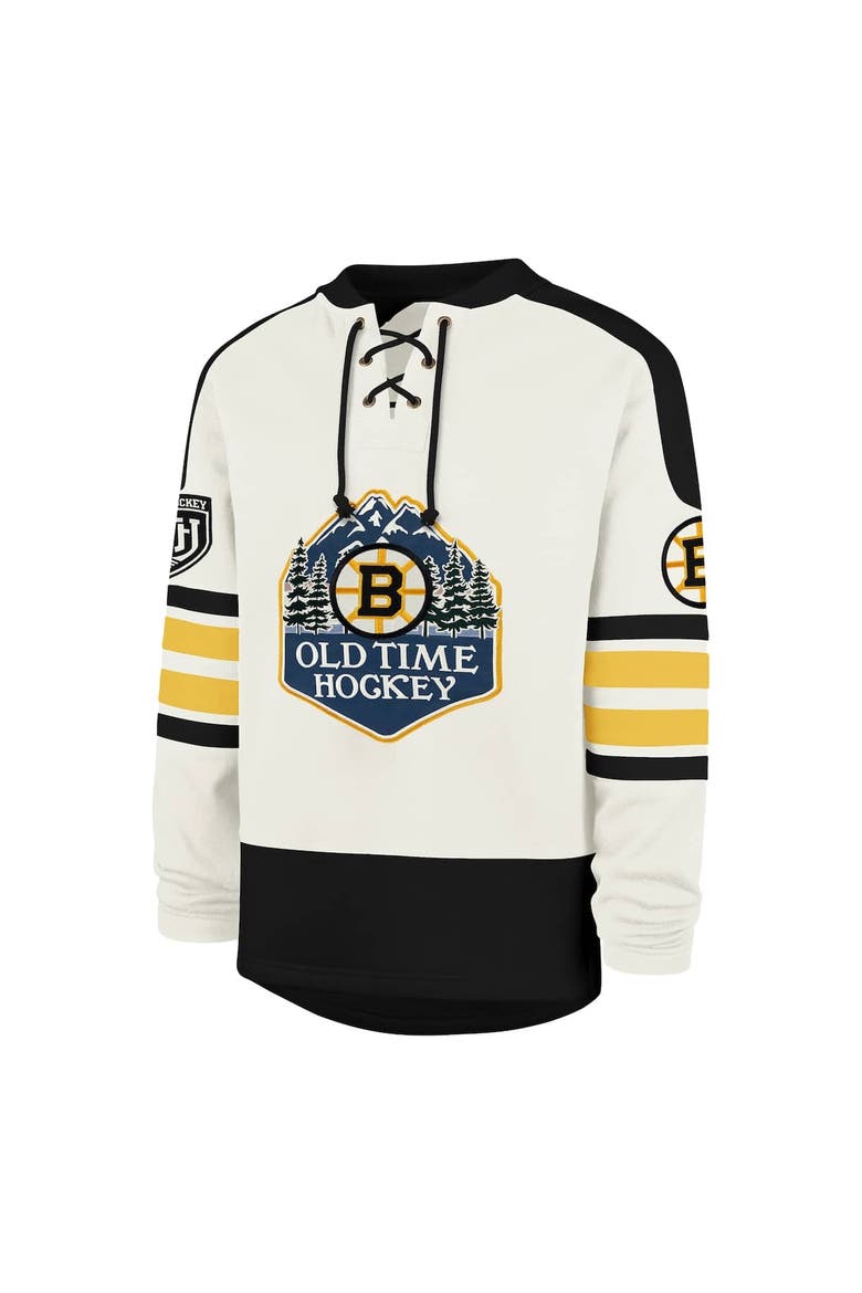 Men's '47 Cream Boston Bruins Pond Hockey Trio Eternal Lacer Sweatshirt, Alternate, color, Cream