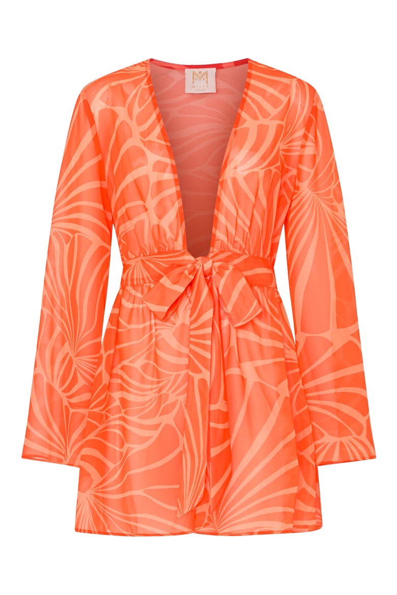 Jessie Abstract Kai Print Chiffon Cover-Up, Alternate, color, ORANGE MULTI