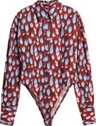 Desigual Feather Print Button-Up Bodysuit