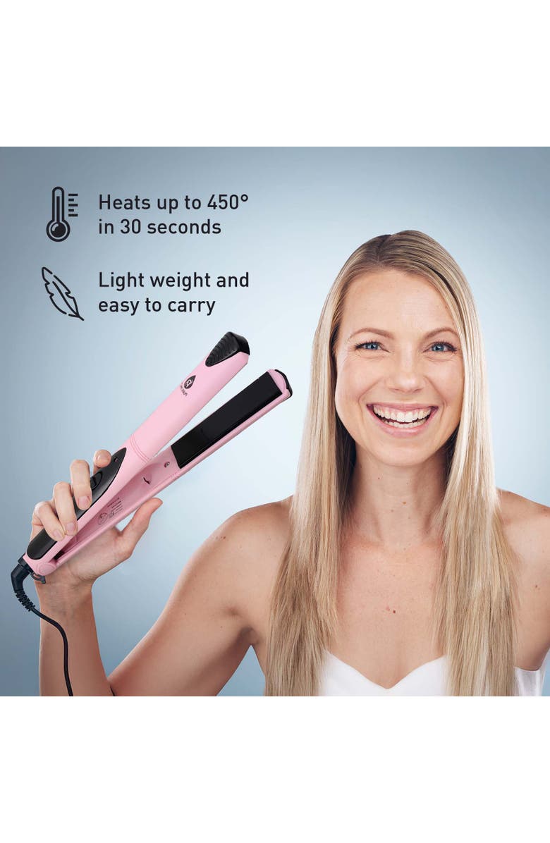 PURSONIC Hair Styling Power Bundle Hair Dryer & Volumizer Brush + Flat Iron Hair Straightener With Free Travel Straightener, Alternate, color, Pink