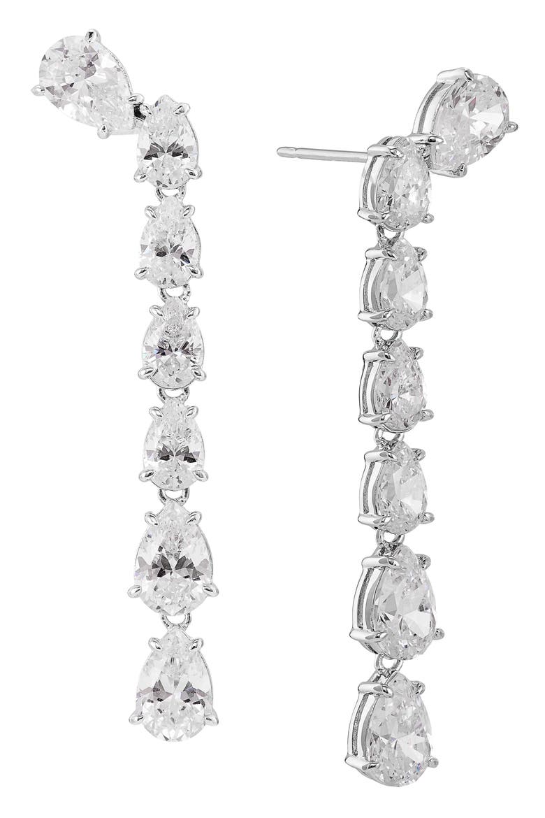 Colette Cascade Drop Earrings, Main, color, RHODIUM
