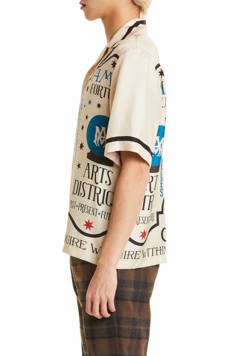 AMIRI Fortune Print Silk Bowling Shirt, Alternate, color,