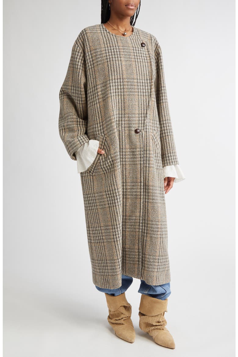 Renee Plaid Virgin Wool Coat, Alternate, color, BEIGE