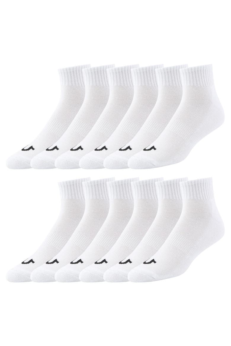 Mens Socks Ankle Socks for Men 6 & 12 Pairs Quarter Premium Athletic Shoe Size 8-12, Main, color, White