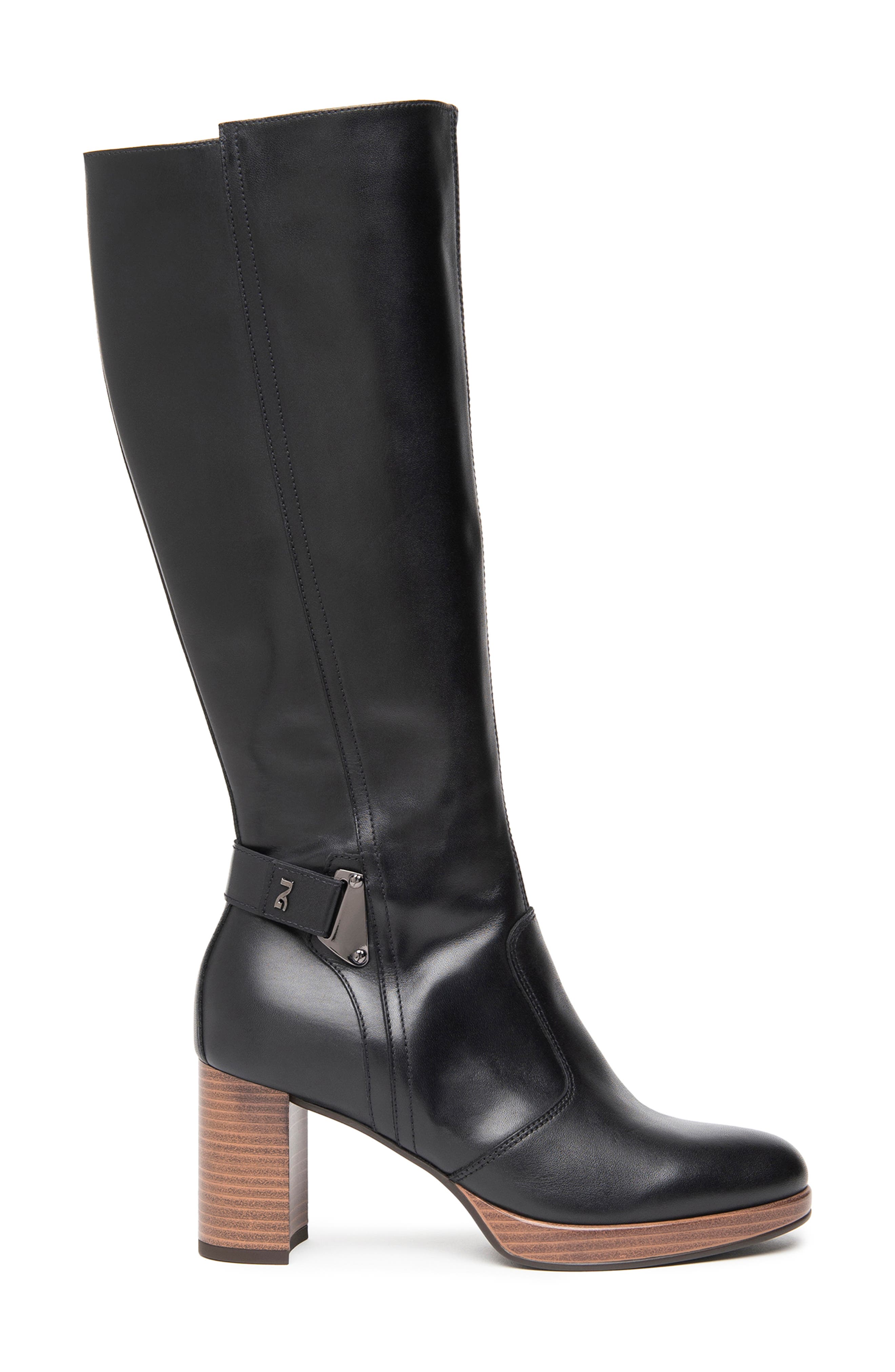 NeroGiardini Platform Knee High Boot, Alternate, color, Black