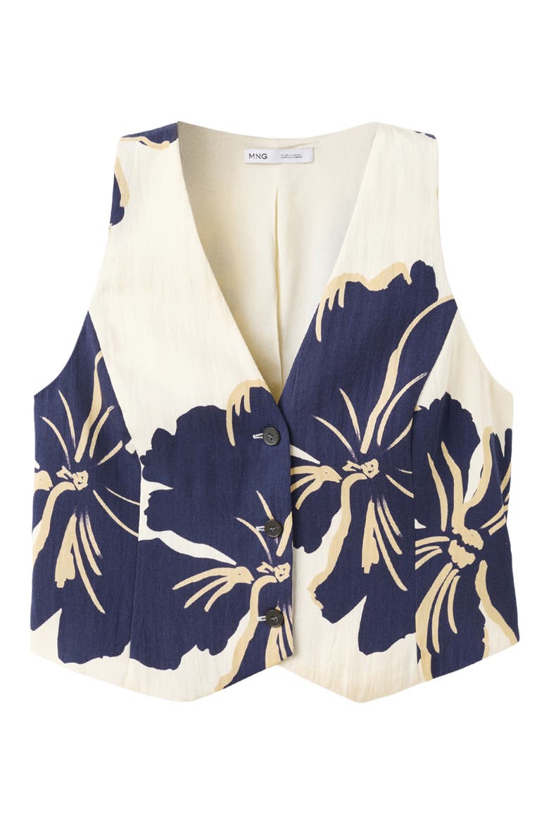Floral Print Vest, Alternate, color, OFF WHITE