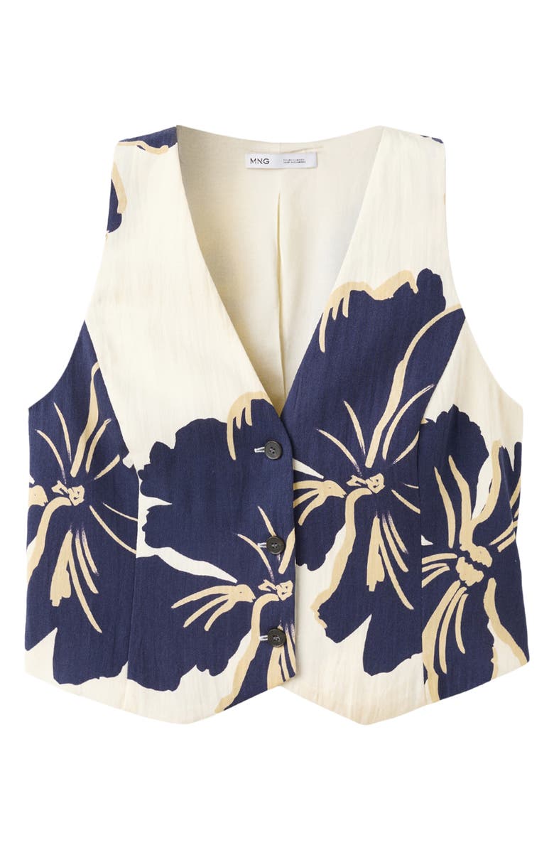 MANGO Floral Print Vest, Alternate, color, Off White