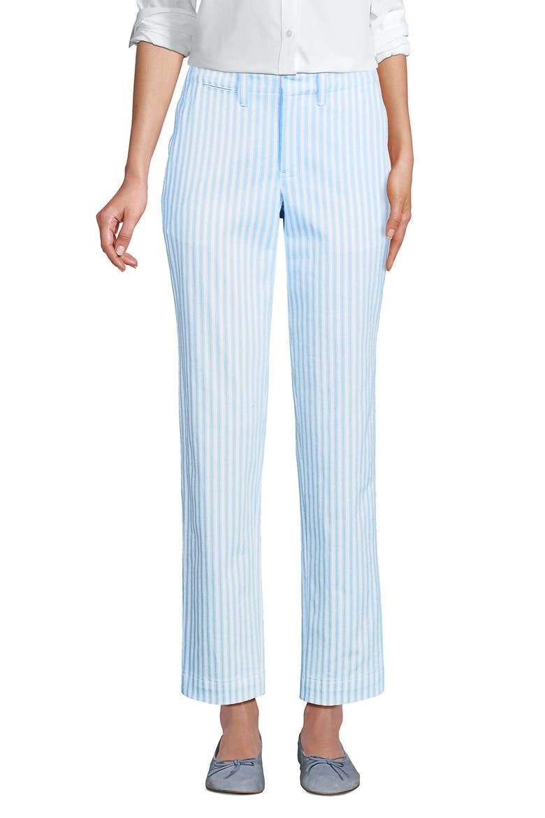 Mid Rise Classic Straight Leg Chino Ankle Pants, Main, color, White/Blue Awning Stripe