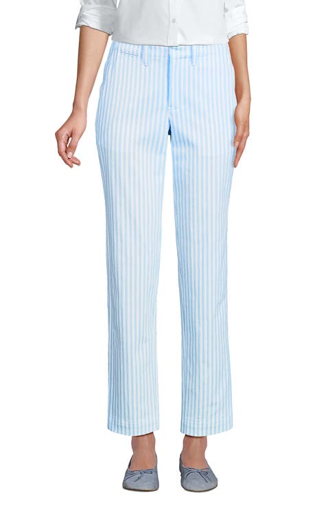 Mid Rise Classic Straight Leg Chino Ankle Pants