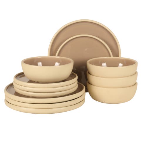 Port Gaia 12-Piece Reactive Glaze Stoneware Dinnerware Set